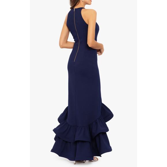 Betsy & Adam Navy Ruffle Maxi Dress - Picture 3 of 15